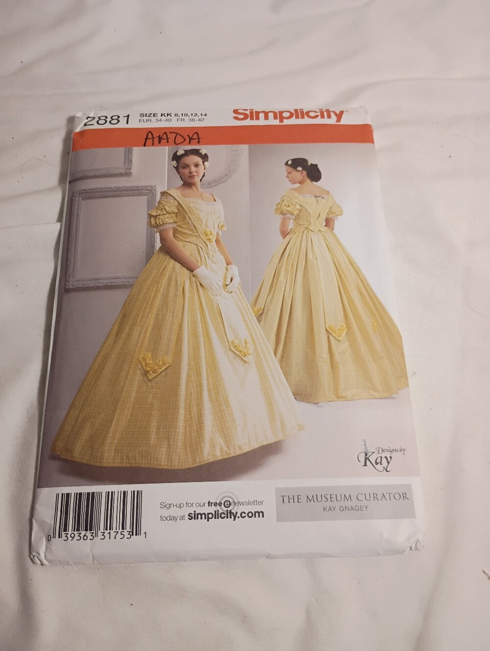 Simplicity 2881 Civil War Gown Sewing Pattern Sz 8-14 UNCUT FF From Theater